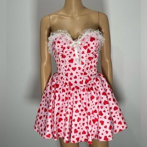 Corset Babydoll Pink Hearts Mini Dress